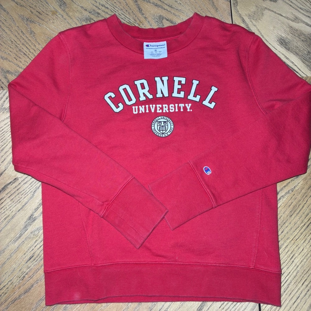 Champion Cornell University Sweatshirt Red Crewneck Mens Medium Collegiate Logo